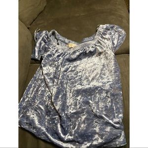 Light blue velvet off shoulder top